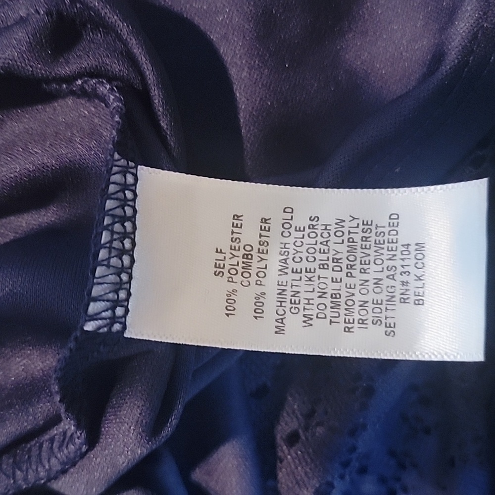 Kim Rogers Lace Overlay Dress Fit & Flare, Navy Blue Size S - Picture 7 of 8